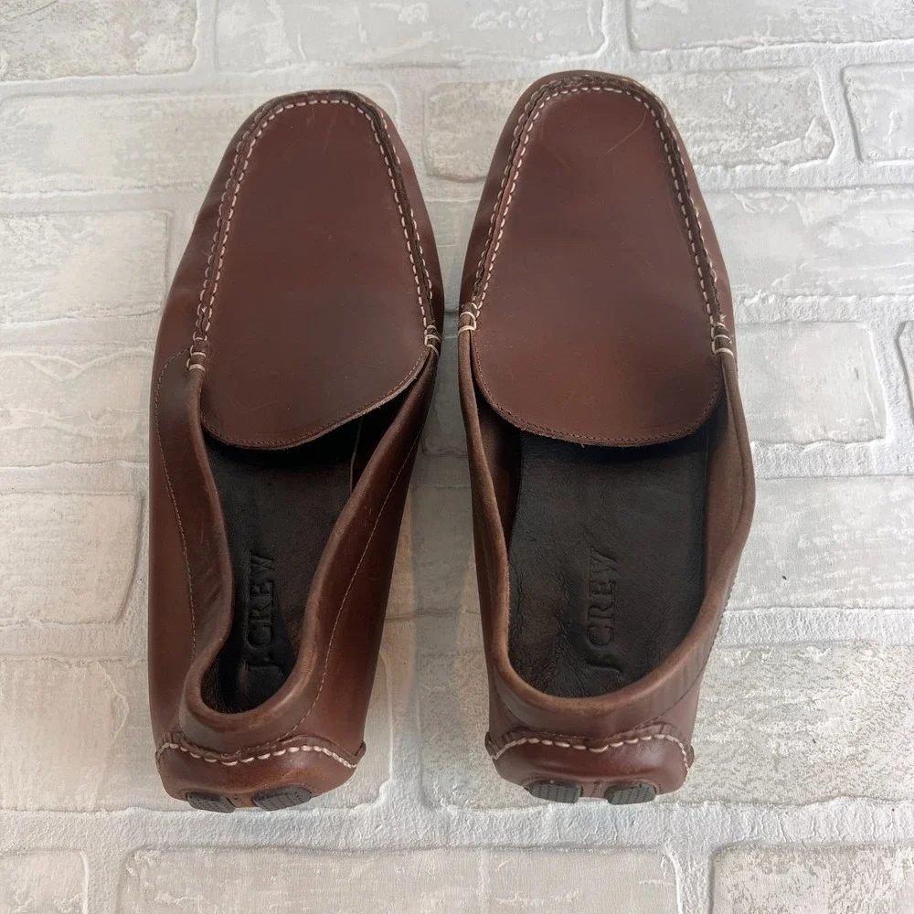 J.‎ Crew Driving Loafers Moccasins Mens 10.5 Brown Leather Slip On Casual Flats